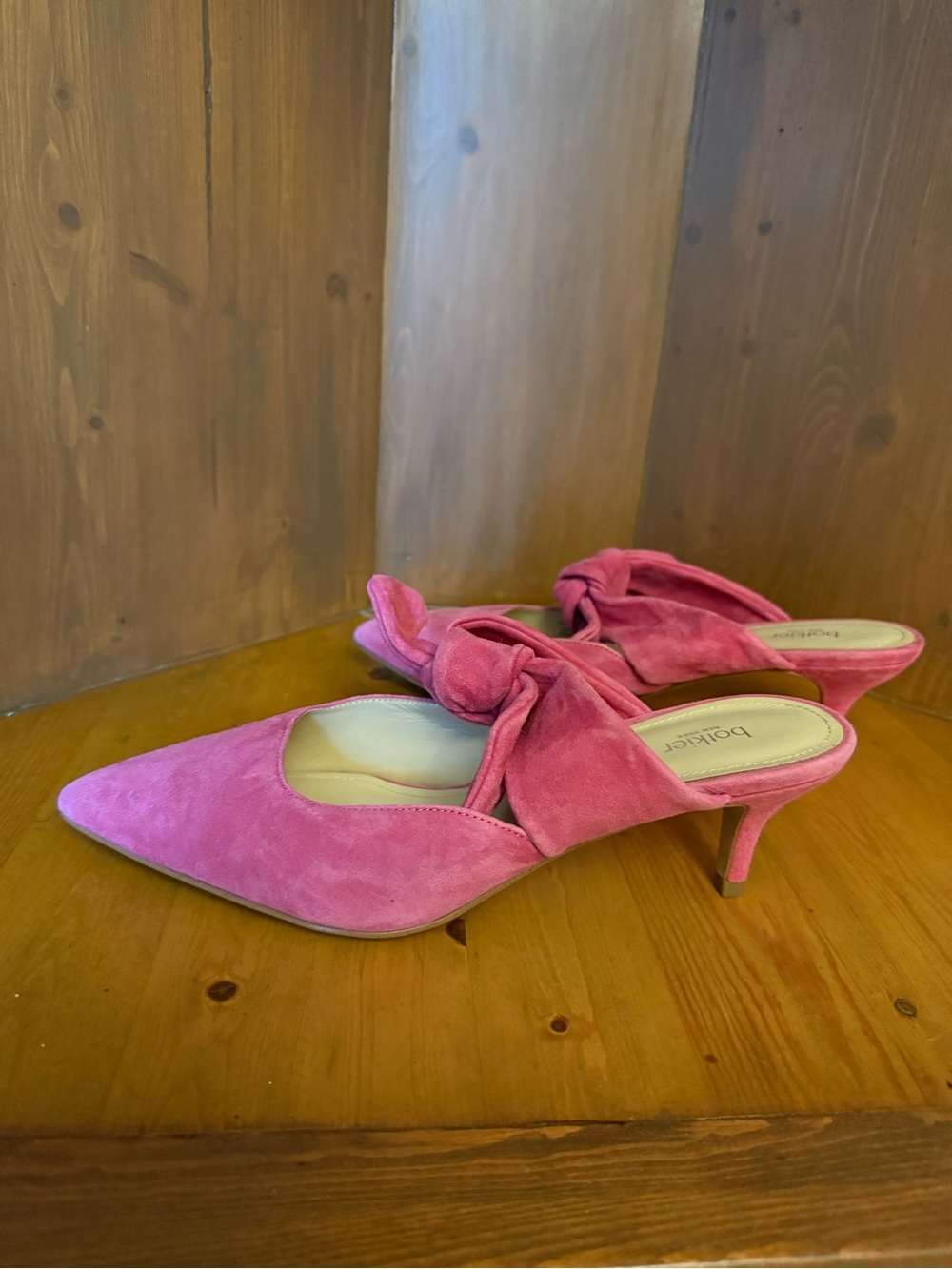 Botkier New York "Pina" Bow-Accented Suede Kitten Heel Mules 8 - Picture 2 of 15